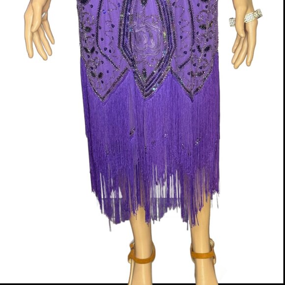 Metme Women’s 1920s Flapper Dress Roaring 20s Purple Size XXL - Picture 7 of 16
